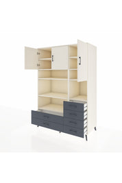 Kronos Dolap 9 Raflı 6 Çekmeceli 3 Kapaklı 132x59x195 Aytaşı-Aytaşı/Antrasit