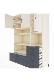 Kronos Dolap 9 Raflı 6 Çekmeceli 3 Kapaklı 132x59x195 Aytaşı-Aytaşı/Antrasit