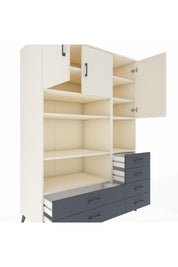 Kronos Dolap 9 Raflı 6 Çekmeceli 3 Kapaklı 132x59x195 Aytaşı-Aytaşı/Antrasit