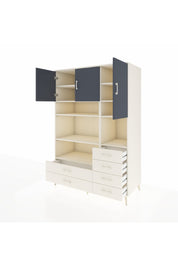 Kronos Dolap 9 Raflı 6 Çekmeceli 3 Kapaklı 132x59x195 Aytaşı-Antrasit/Aytaşı