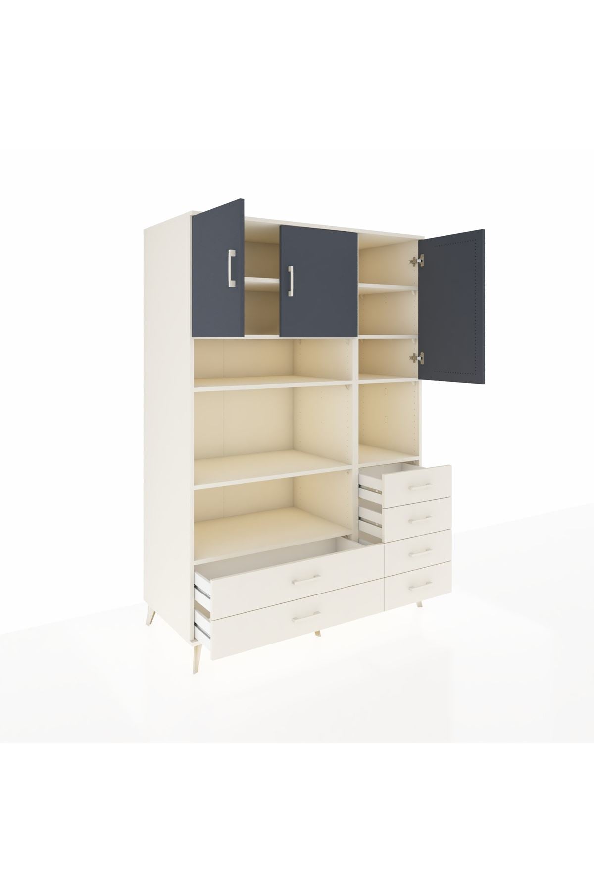 Kronos Dolap 9 Raflı 6 Çekmeceli 3 Kapaklı 132x59x195 Aytaşı-Antrasit/Aytaşı