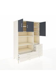 Kronos Dolap 9 Raflı 6 Çekmeceli 3 Kapaklı 132x59x195 Aytaşı-Antrasit/Aytaşı