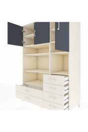 Kronos Dolap 9 Raflı 6 Çekmeceli 3 Kapaklı 132x59x195 Aytaşı-Antrasit/Aytaşı