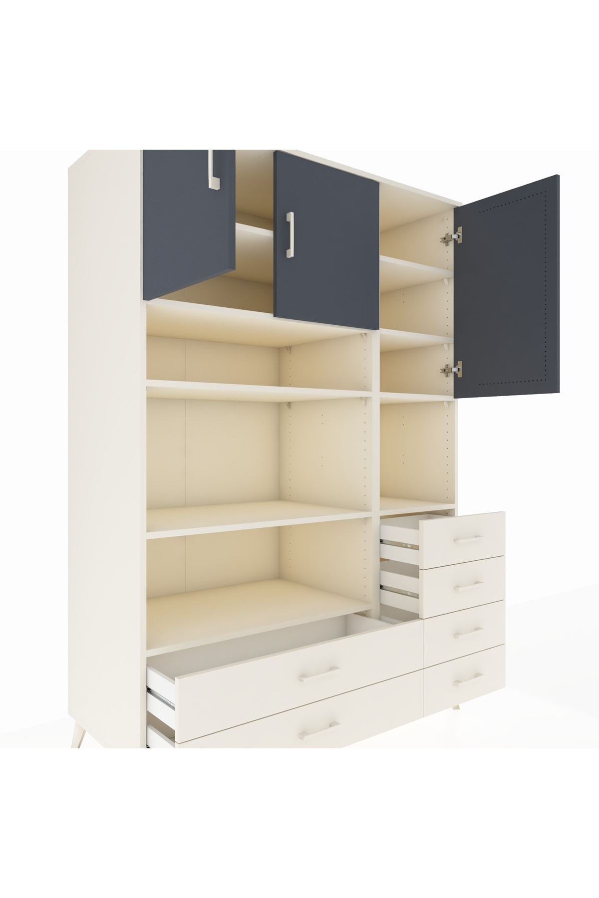 Kronos Dolap 9 Raflı 6 Çekmeceli 3 Kapaklı 132x59x195 Aytaşı-Antrasit/Aytaşı