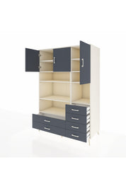 Kronos Dolap 9 Raflı 6 Çekmeceli 3 Kapaklı 132x59x195 Aytaşı-Antrasit/Antrasit