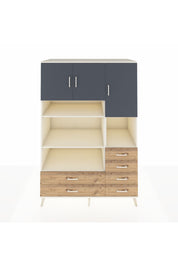 Kronos Dolap 9 Raflı 6 Çekmeceli 3 Kapaklı 132x59x195 Aytaşı-Antrasit/Çam