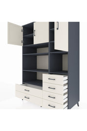 Kronos Dolap 9 Raflı 6 Çekmeceli 3 Kapaklı 132x59x195 Antrasit-Aytaşı/Aytaşı