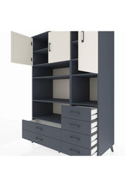 Kronos Dolap 9 Raflı 6 Çekmeceli 3 Kapaklı 132x59x195 Antrasit-Aytaşı/Antrasit