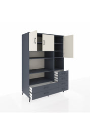 Kronos Dolap 9 Raflı 6 Çekmeceli 3 Kapaklı 132x59x195 Antrasit-Aytaşı/Antrasit