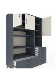 Kronos Dolap 9 Raflı 6 Çekmeceli 3 Kapaklı 132x59x195 Antrasit-Aytaşı/Antrasit