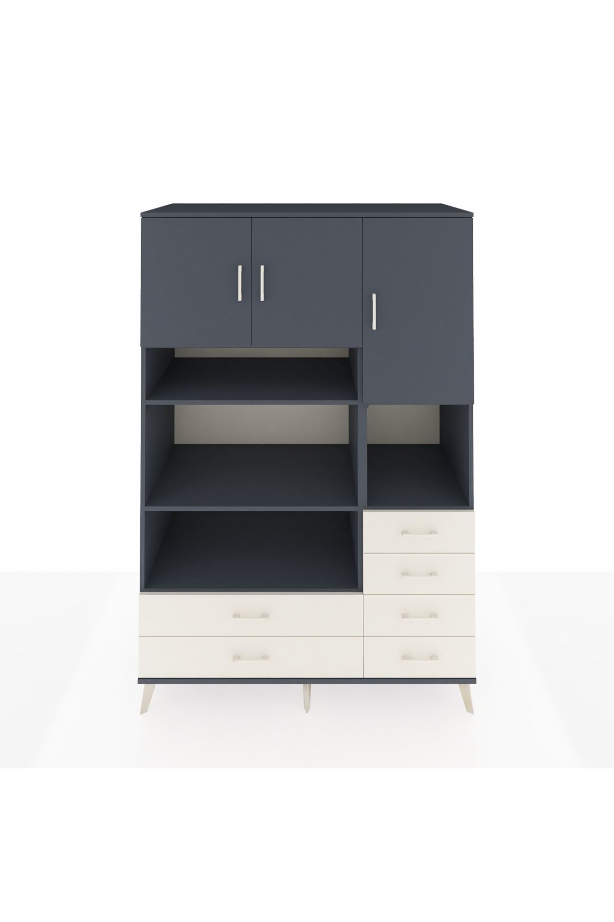 Kronos Dolap 9 Raflı 6 Çekmeceli 3 Kapaklı 132x59x195 Antrasit-Antrasit/Aytaşı