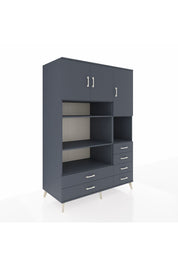 Kronos Dolap 9 Raflı 6 Çekmeceli 3 Kapaklı 132x59x195 Antrasit-Antrasit/Antrasit