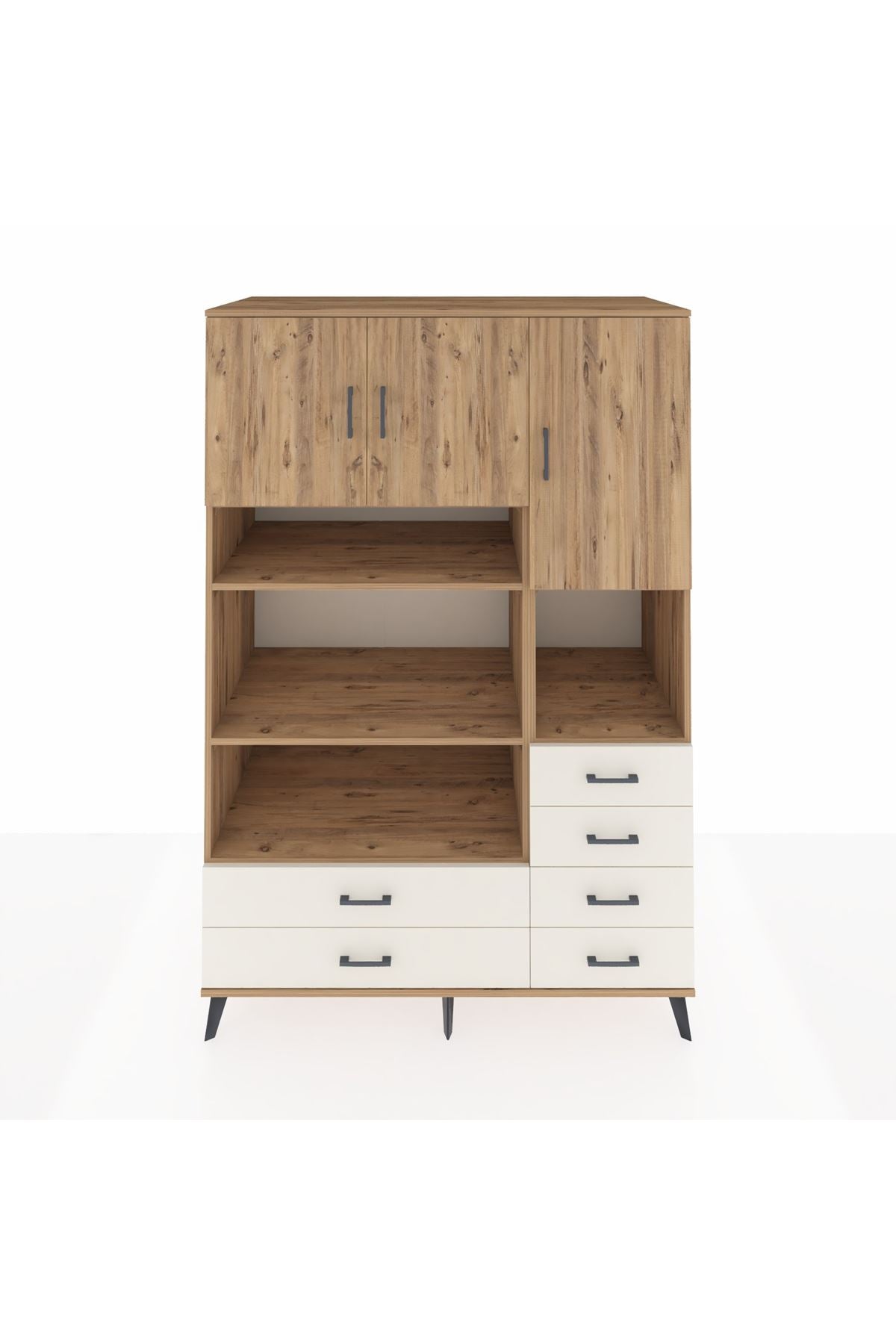 Kronos Dolap 9 Raflı 6 Çekmeceli 3 Kapaklı 132x59x195 Çam-Çam/Aytaşı