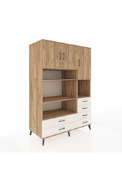 Kronos Dolap 9 Raflı 6 Çekmeceli 3 Kapaklı 132x59x195 Çam-Çam/Aytaşı