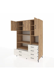 Kronos Dolap 9 Raflı 6 Çekmeceli 3 Kapaklı 132x59x195 Çam-Çam/Aytaşı