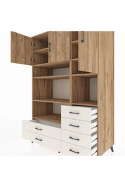 Kronos Dolap 9 Raflı 6 Çekmeceli 3 Kapaklı 132x59x195 Çam-Çam/Aytaşı
