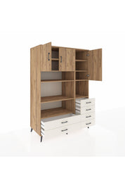 Kronos Dolap 9 Raflı 6 Çekmeceli 3 Kapaklı 132x59x195 Çam-Çam/Aytaşı