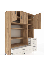 Kronos Dolap 9 Raflı 6 Çekmeceli 3 Kapaklı 132x59x195 Çam-Çam/Aytaşı