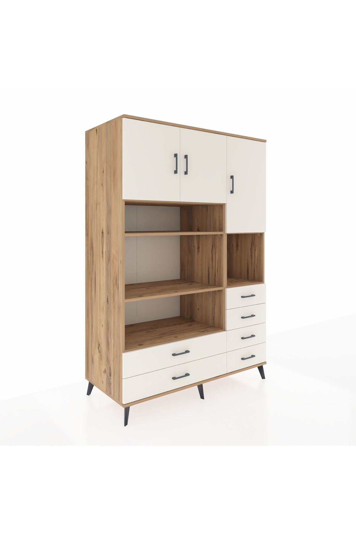 Kronos Dolap 9 Raflı 6 Çekmeceli 3 Kapaklı 132x59x195 Çam-Aytaşı/Aytaşı