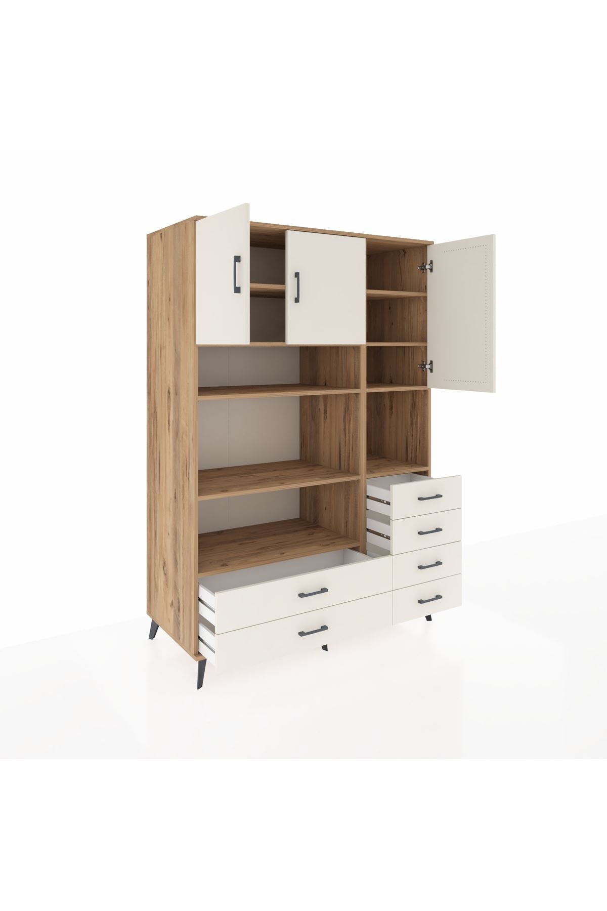 Kronos Dolap 9 Raflı 6 Çekmeceli 3 Kapaklı 132x59x195 Çam-Aytaşı/Aytaşı