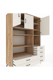 Kronos Dolap 9 Raflı 6 Çekmeceli 3 Kapaklı 132x59x195 Çam-Aytaşı/Aytaşı