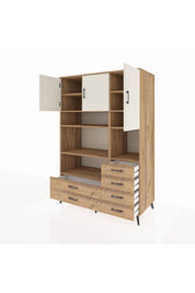 Kronos Dolap 9 Raflı 6 Çekmeceli 3 Kapaklı 132x59x195 Çam-Aytaşı/Çam