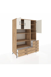 Kronos Dolap 9 Raflı 6 Çekmeceli 3 Kapaklı 132x59x195 Çam-Aytaşı/Çam