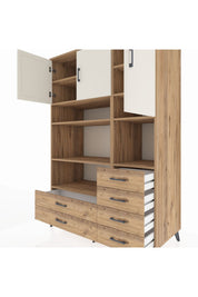 Kronos Dolap 9 Raflı 6 Çekmeceli 3 Kapaklı 132x59x195 Çam-Aytaşı/Çam