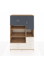 Kronos Dolap 9 Raflı 6 Çekmeceli 3 Kapaklı 132x59x195 Çam-Antrasit/Aytaşı