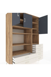 Kronos Dolap 9 Raflı 6 Çekmeceli 3 Kapaklı 132x59x195 Çam-Antrasit/Aytaşı