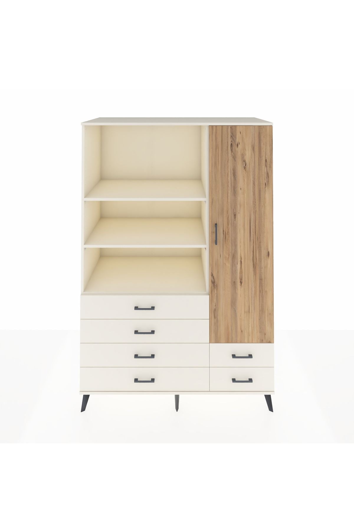 Kronos Dolap 7 Raflı 6 Çekmeceli Tek Kapaklı 132x59x195 Aytaşı-Çam/Aytaşı