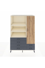 Kronos Dolap 7 Raflı 6 Çekmeceli Tek Kapaklı 132x59x195 Aytaşı-Çam/Antrasit