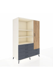 Kronos Dolap 7 Raflı 6 Çekmeceli Tek Kapaklı 132x59x195 Aytaşı-Çam/Antrasit