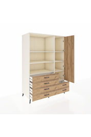 Kronos Dolap 7 Raflı 6 Çekmeceli Tek Kapaklı 132x59x195 Aytaşı-Çam/Çam
