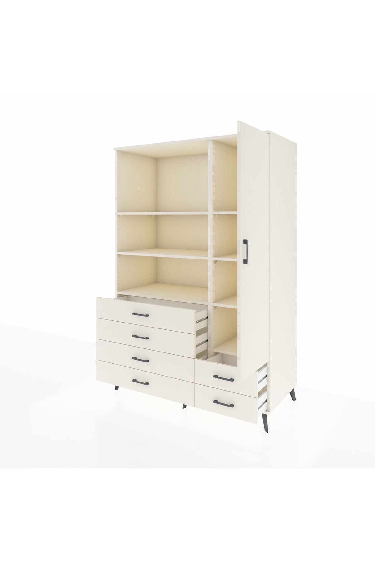 Kronos Dolap 7 Raflı 6 Çekmeceli Tek Kapaklı 132x59x195 Aytaşı-Aytaşı/Aytaşı