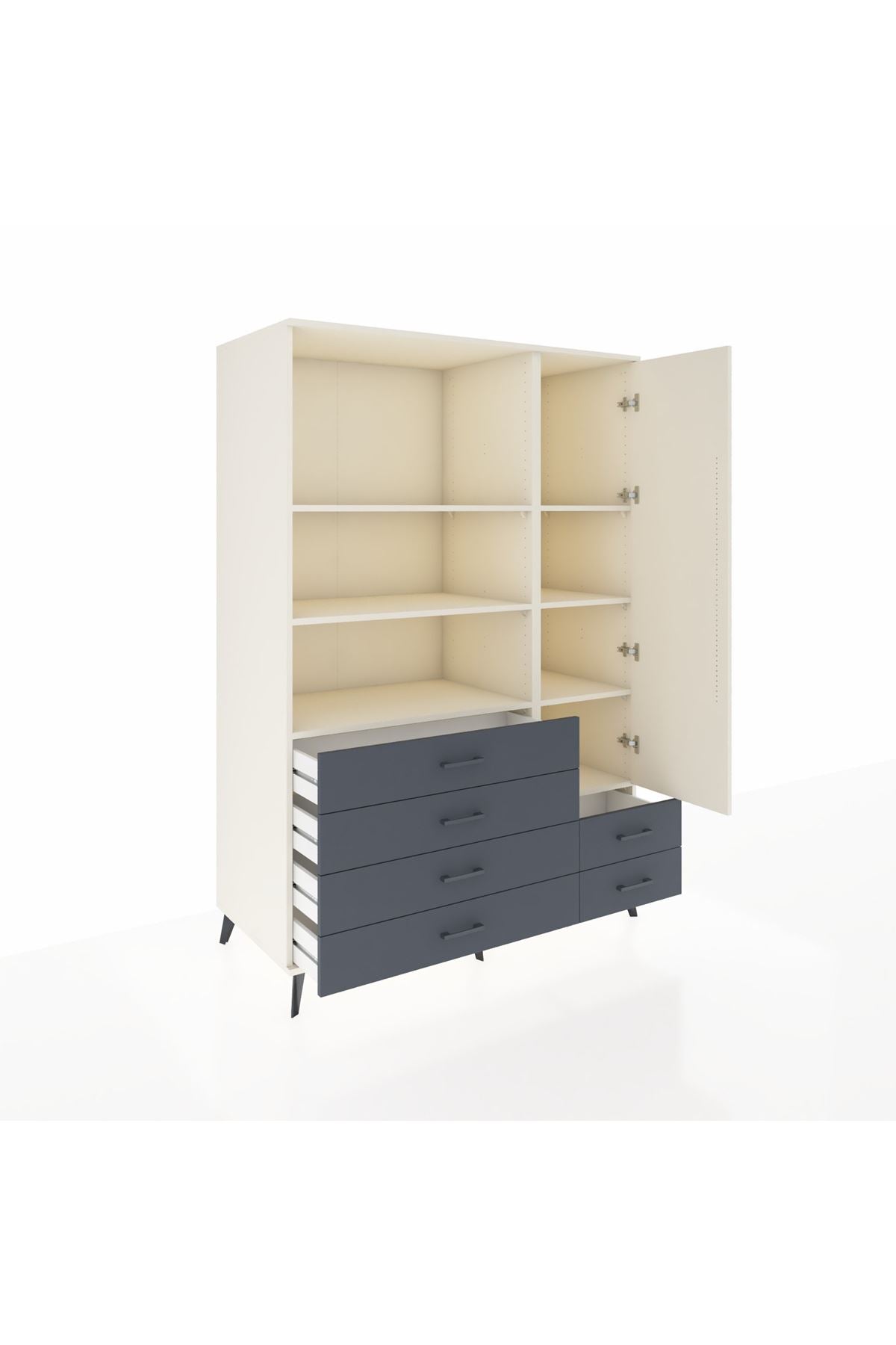 Kronos Dolap 7 Raflı 6 Çekmeceli Tek Kapaklı 132x59x195 Aytaşı-Aytaşı/Antrasit