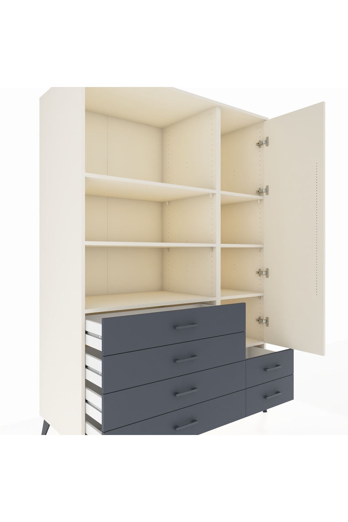 Kronos Dolap 7 Raflı 6 Çekmeceli Tek Kapaklı 132x59x195 Aytaşı-Aytaşı/Antrasit