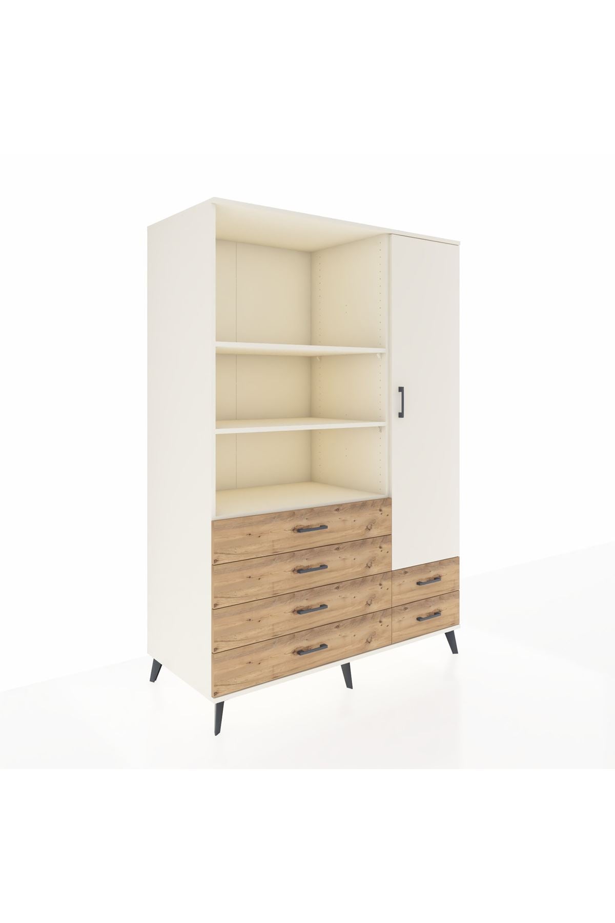 Kronos Dolap 7 Raflı 6 Çekmeceli Tek Kapaklı 132x59x195 Aytaşı-Aytaşı/Çam