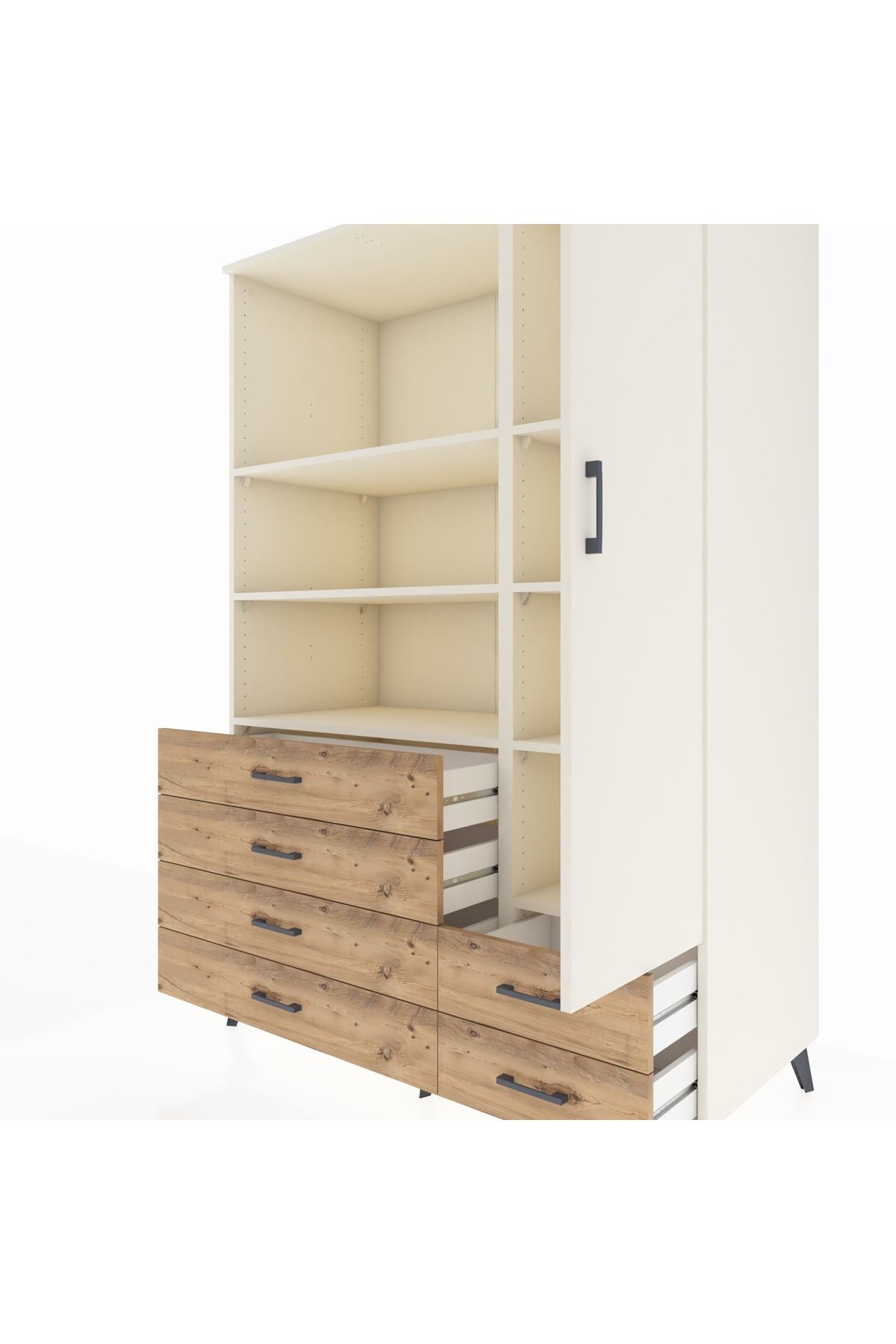 Kronos Dolap 7 Raflı 6 Çekmeceli Tek Kapaklı 132x59x195 Aytaşı-Aytaşı/Çam