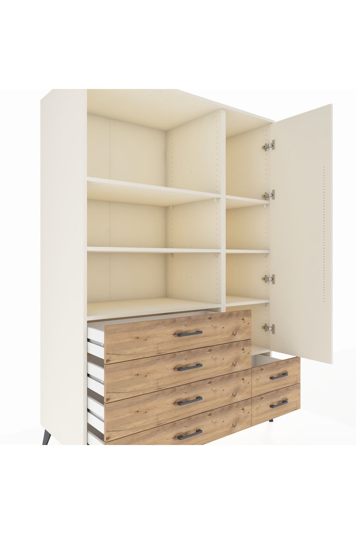 Kronos Dolap 7 Raflı 6 Çekmeceli Tek Kapaklı 132x59x195 Aytaşı-Aytaşı/Çam