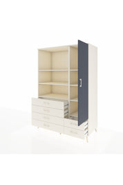 Kronos Dolap 7 Raflı 6 Çekmeceli Tek Kapaklı 132x59x195 Aytaşı-Antrasit/Aytaşı