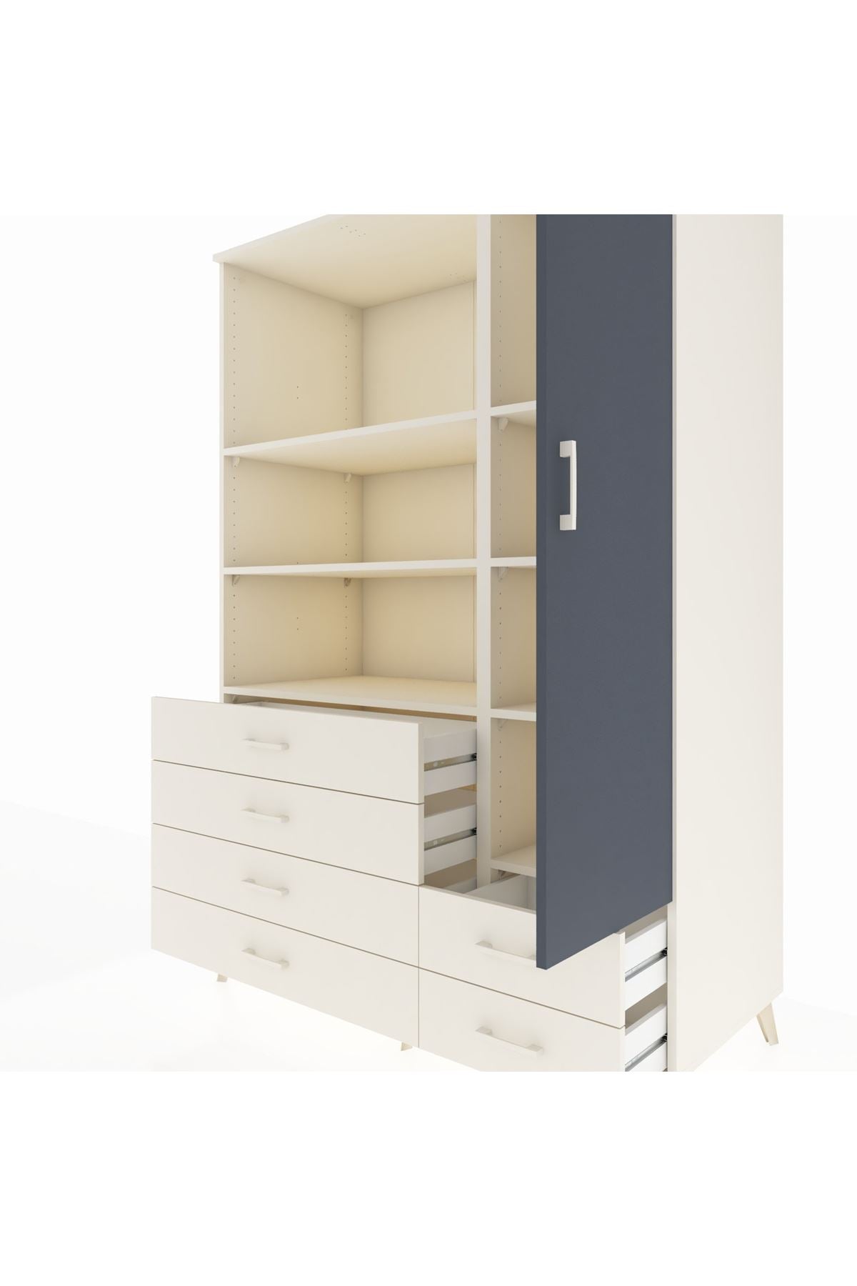 Kronos Dolap 7 Raflı 6 Çekmeceli Tek Kapaklı 132x59x195 Aytaşı-Antrasit/Aytaşı