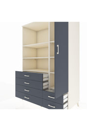 Kronos Dolap 7 Raflı 6 Çekmeceli Tek Kapaklı 132x59x195 Aytaşı-Antrasit/Antrasit