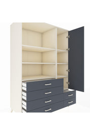 Kronos Dolap 7 Raflı 6 Çekmeceli Tek Kapaklı 132x59x195 Aytaşı-Antrasit/Antrasit