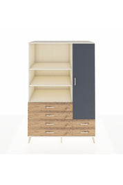 Kronos Dolap 7 Raflı 6 Çekmeceli Tek Kapaklı 132x59x195 Aytaşı-Antrasit/Çam