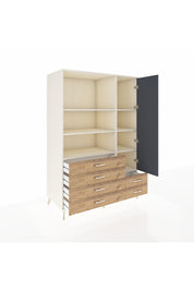 Kronos Dolap 7 Raflı 6 Çekmeceli Tek Kapaklı 132x59x195 Aytaşı-Antrasit/Çam