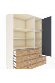 Kronos Dolap 7 Raflı 6 Çekmeceli Tek Kapaklı 132x59x195 Aytaşı-Antrasit/Çam