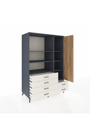 Kronos Dolap 7 Raflı 6 Çekmeceli Tek Kapaklı 132x59x195 Antrasit-Çam/Aytaşı