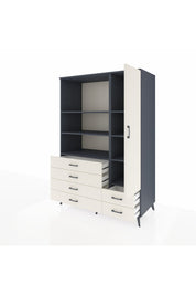 Kronos Dolap 7 Raflı 6 Çekmeceli Tek Kapaklı 132x59x195 Antrasit-Aytaşı/Aytaşı