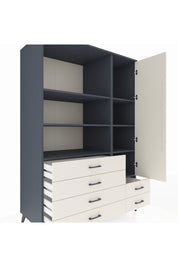 Kronos Dolap 7 Raflı 6 Çekmeceli Tek Kapaklı 132x59x195 Antrasit-Aytaşı/Aytaşı